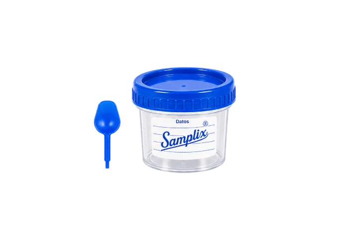 [PT03-05] Colector Parasitológico de 60 ml No Estéril Tapa Azul con Espátula